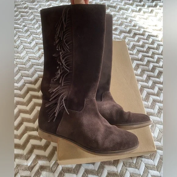 Lucky Brand Grayer Fringe Tall Boot Java Brown 9 - Picture 4 of 14